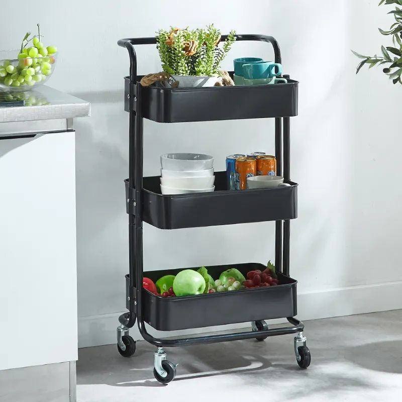Stylish 3-Tier Rolling Storage Cart for Kitchen Organization Solutions
