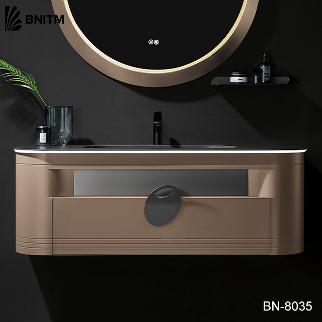BNITM Foshan Fantastic Design Bathroom Cabinet Waterproof Model Stainless Steel Bathroom Vanity with Sink Mirror Lights