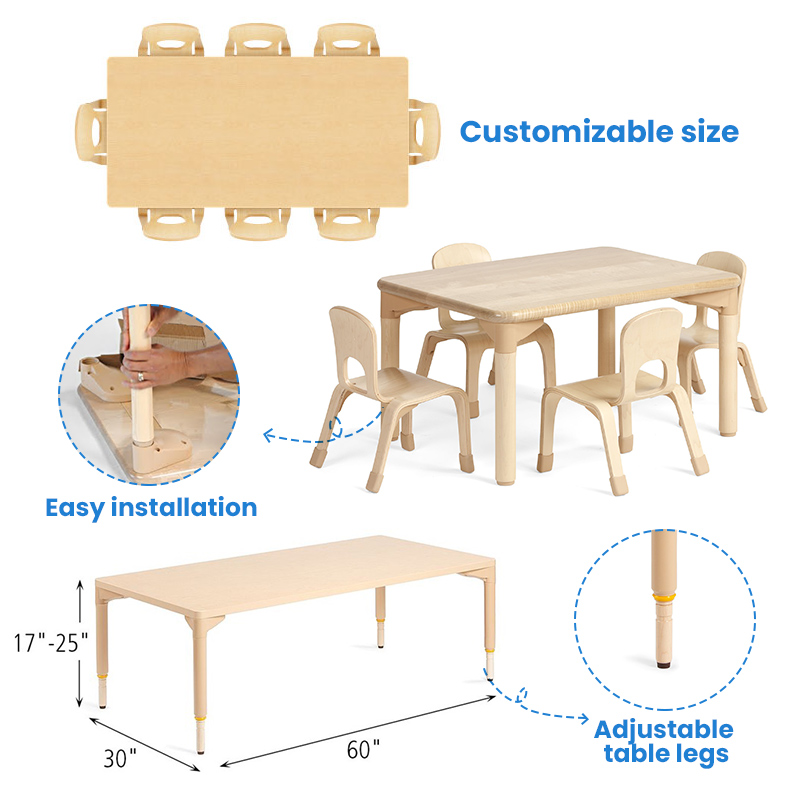 Modern Eco-Friendly Bent Wood Montessori Reggio Classroom Table Chair Set Ergonomic Design Cabinet for Kindergarten Furniture