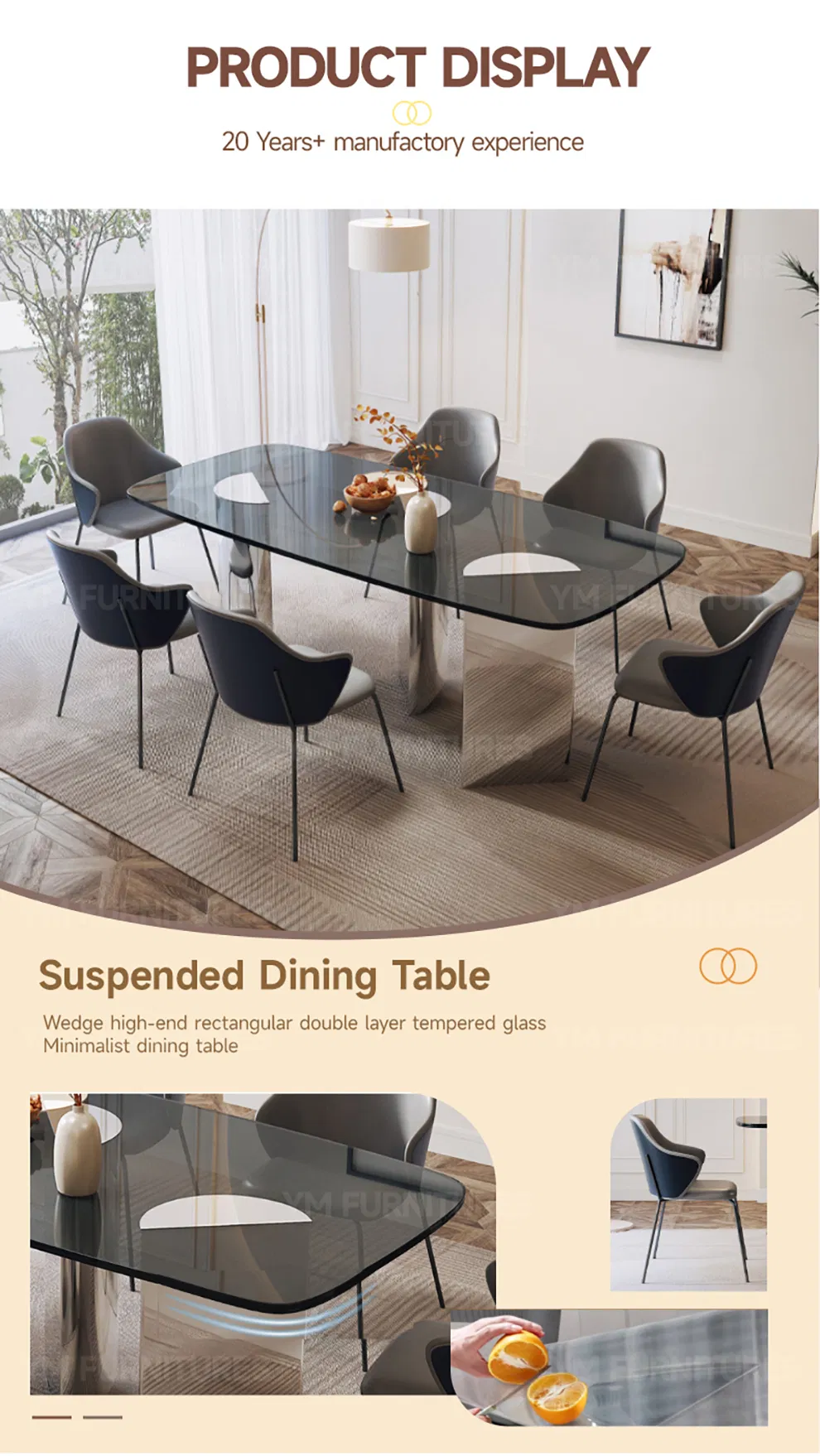 Custom Modern Stylish Glass Expandable Home Villa Round Dining Room Table Furniture
