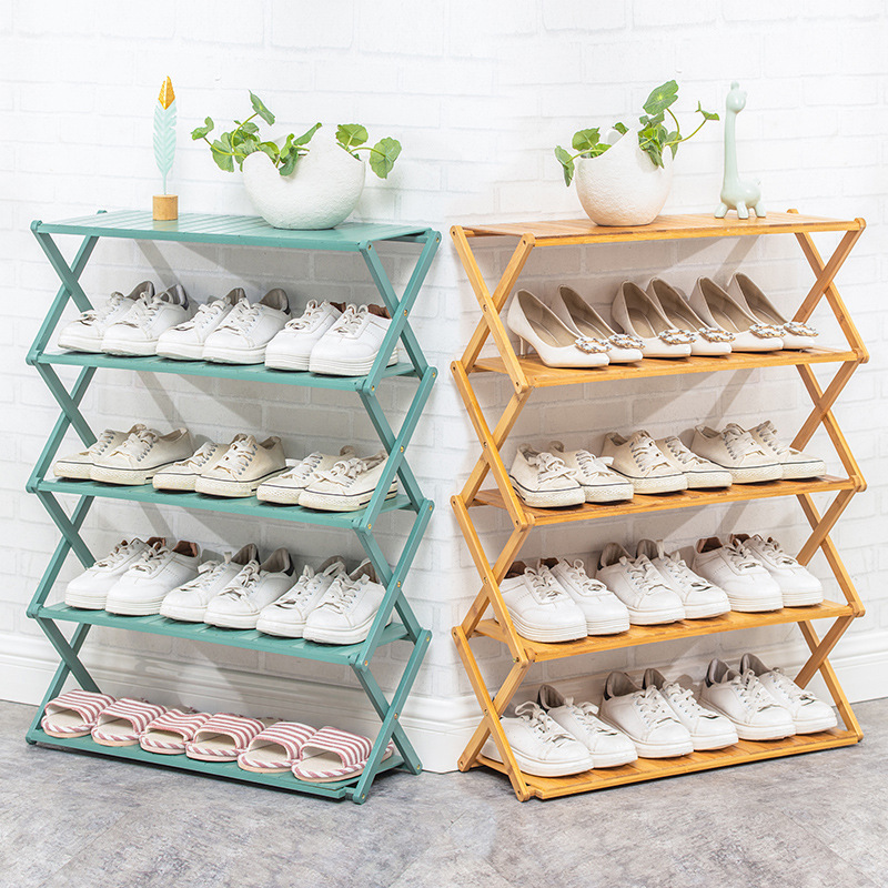 New Arrival Bamboo Foldable Multilayer Free-Installation Portable Shoe Rack Shelf Storage Organizer for Entryway Closet Hallway