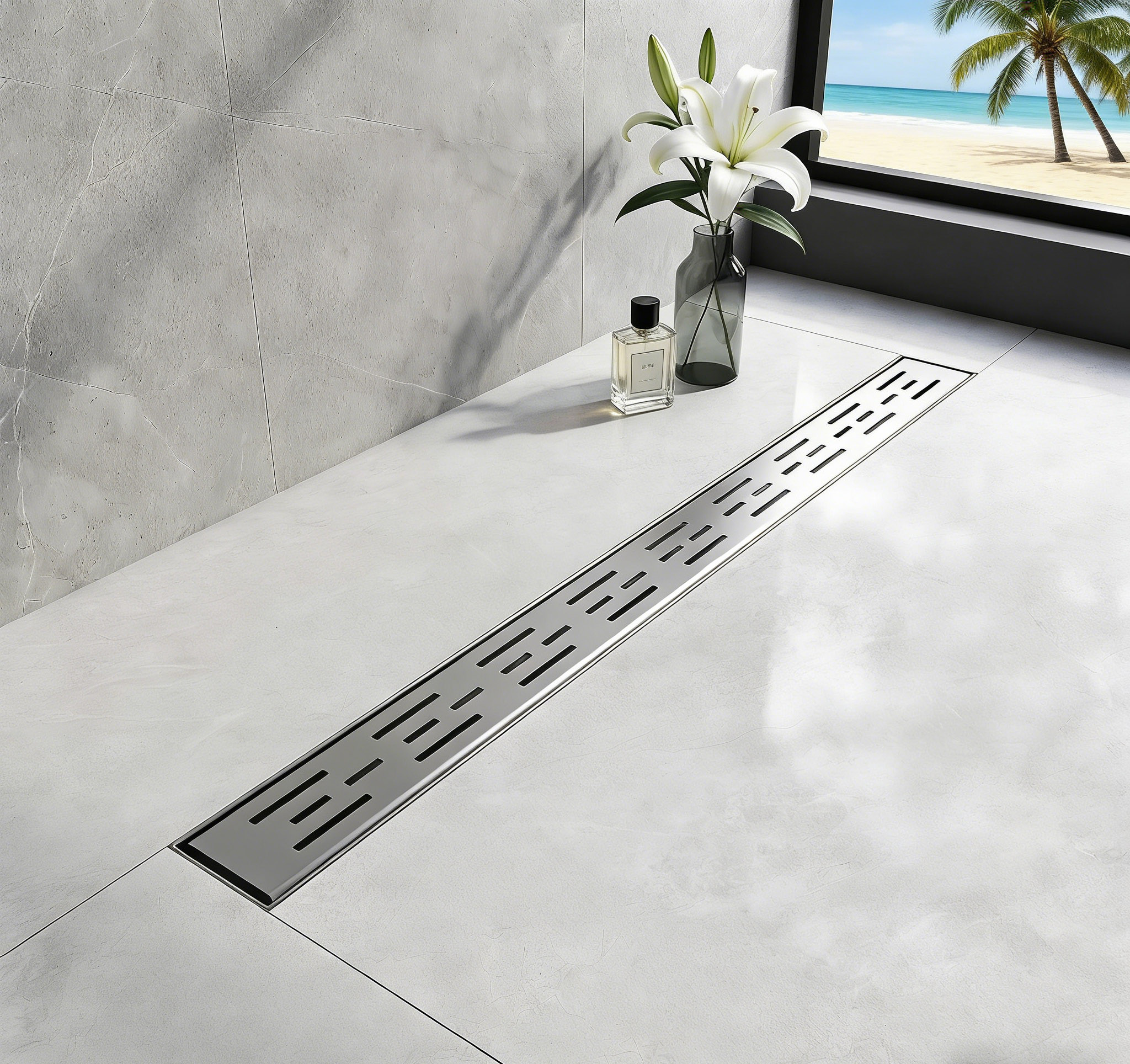 Hot Selling Stainless Steel Brushed Shower Drain Customized Grate Cover Rectangle Linear Floor Drain Bathroom