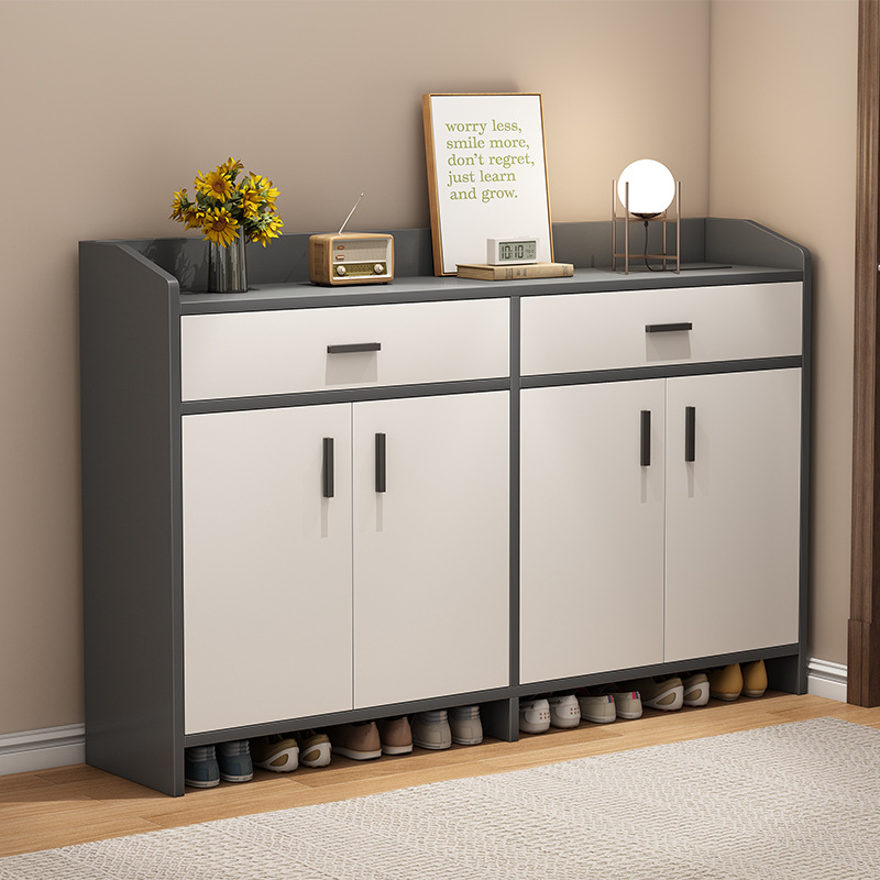 Modern and Simple Wooden Shoe Cabinet for Home Entrance Economical Storage Shoe Rack Integrated with Hallway and Entryway