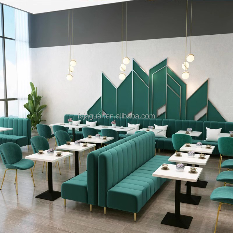 Soft Plastic Restaurant Furniture Set for School Cafe Coffee Shop Bistro Dining Hall Hotel-Includes Sofa Bench Table Chair