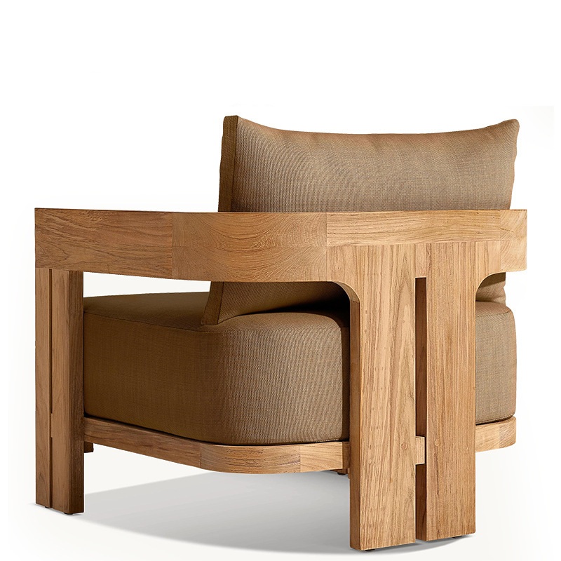 Modern Outdoor Teak Sofa Set Patio Combination Villa Leisure Furniture Waterproof Solid Wood Garden Terrace
