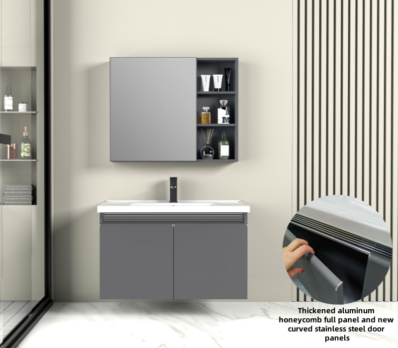 European Style Simple Aluminum Lavabo Cabinet Wall Mounted Storage Cabinets Bathroom Vanity with Waterproof Mirror Cabinet