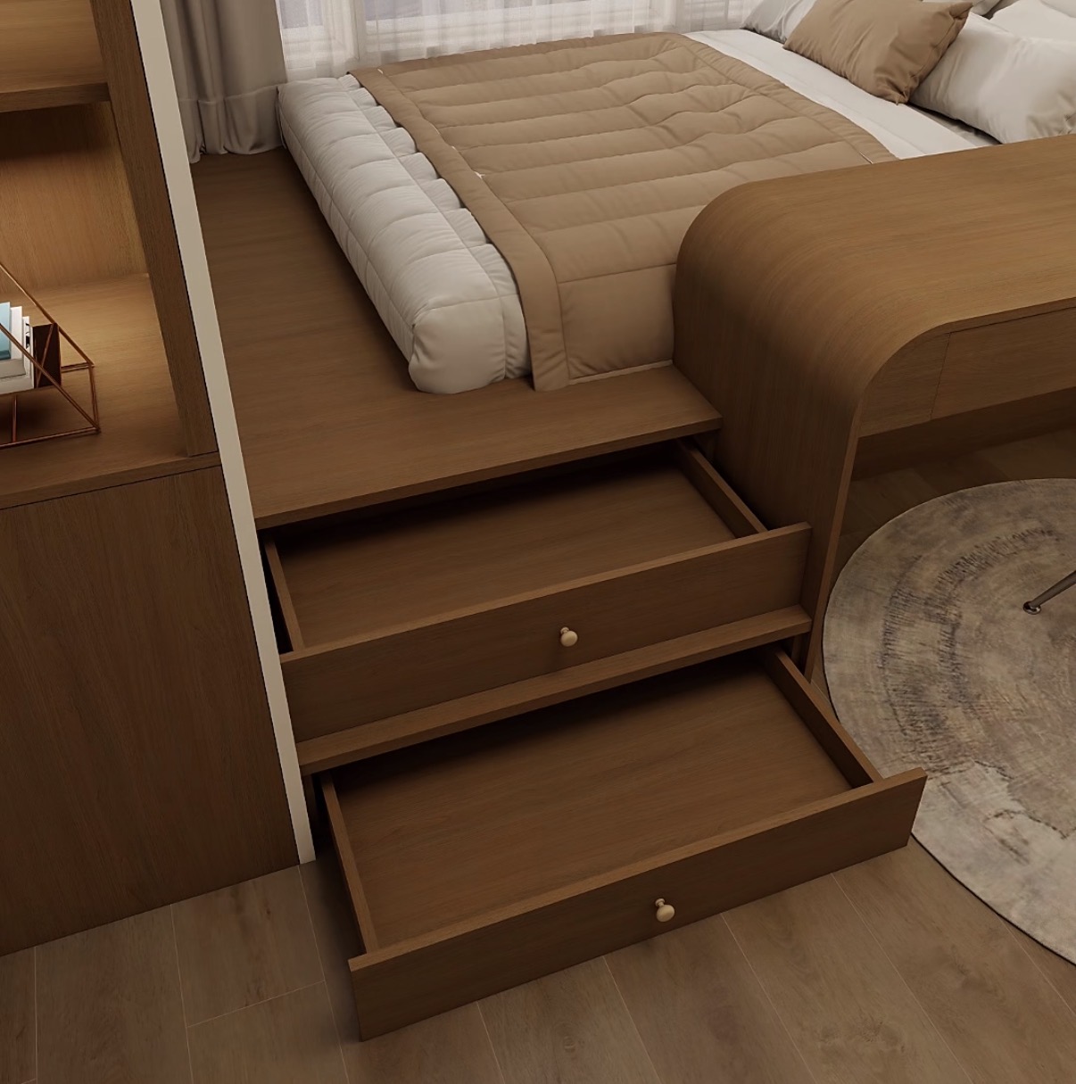 Modern Wooden Kids Bedroom Furniture Set with Desk Bookcase Wardrobe Solid Wood Children Study Storage Cabinet for Nursery Room