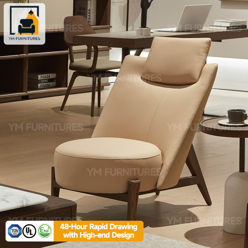 Wood Luxury Leather Sofa Furniture Ensemble with Accents Bespoke Upholstery Design for Villa Mansion Lounge Decor