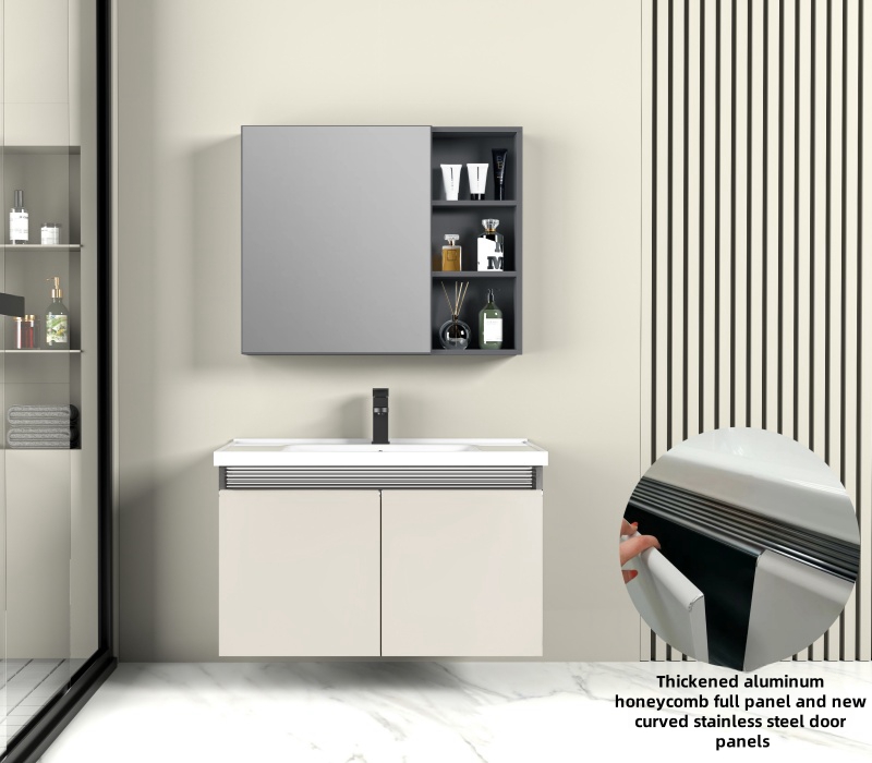 European Style Simple Aluminum Lavabo Cabinet Wall Mounted Storage Cabinets Bathroom Vanity with Waterproof Mirror Cabinet