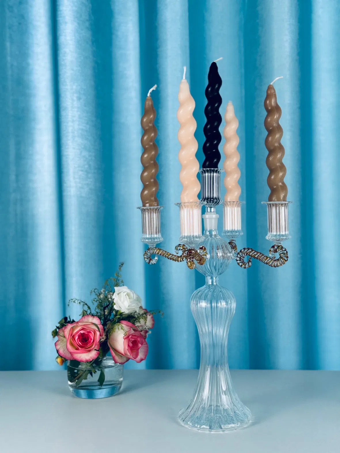 Newauto Handmade Glass Candle Holder for Elegant Home Decor