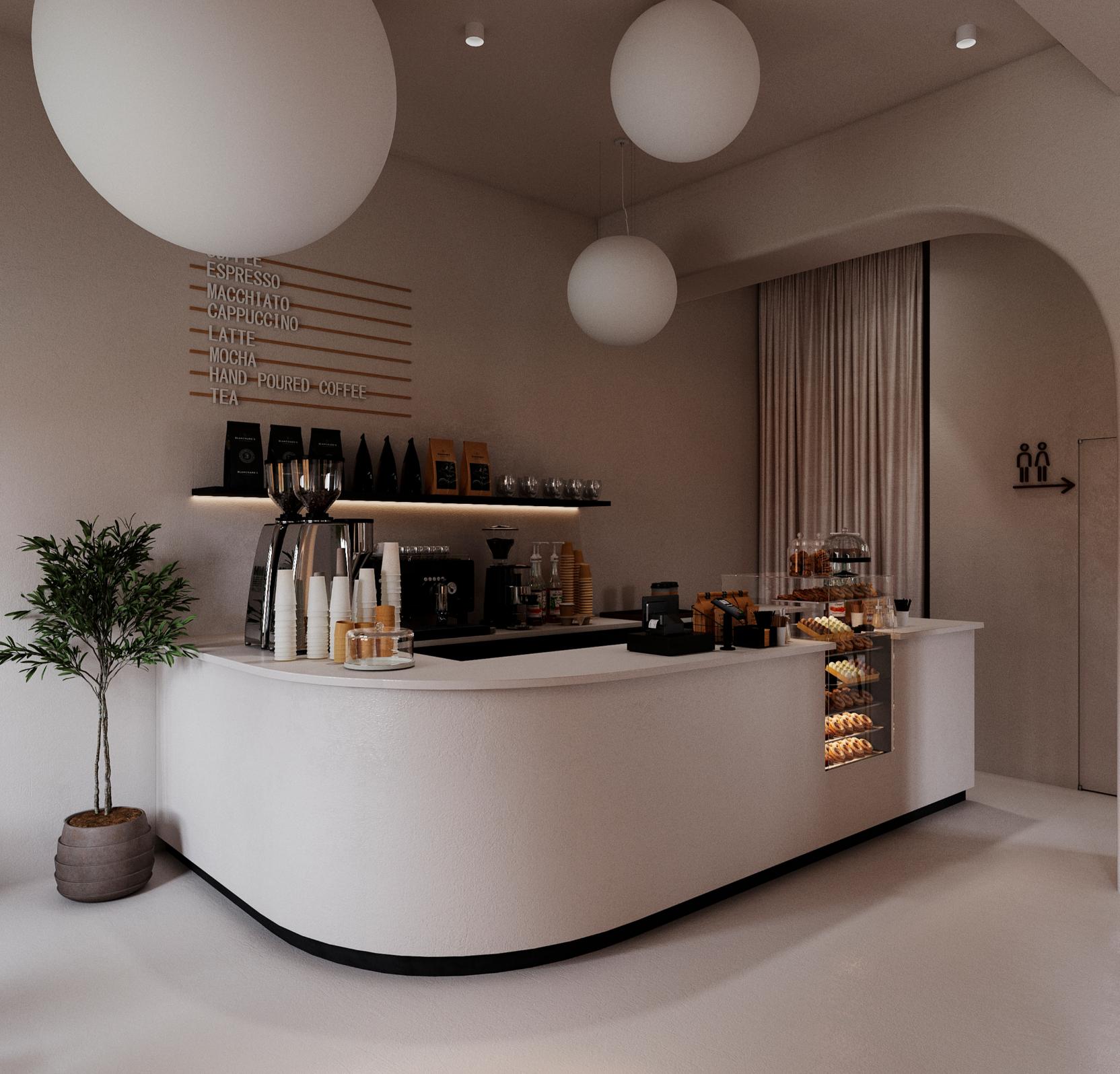 Cafe Interior Design Coffee Bar Counters Bubble Tea Shop Showcases Glass Display Cabine Full Room Customization Store Decoration