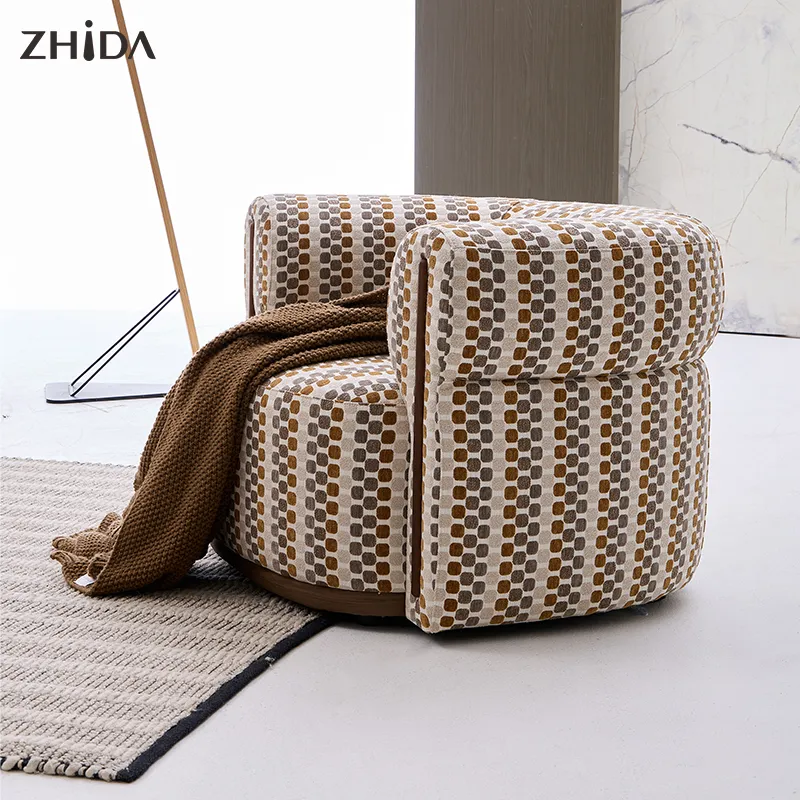 Wholesale Modern Luxury Art Decor Italian Style Cotton Linen Fabric Accent Lounge Chair Living Room Furniture with Wood Based