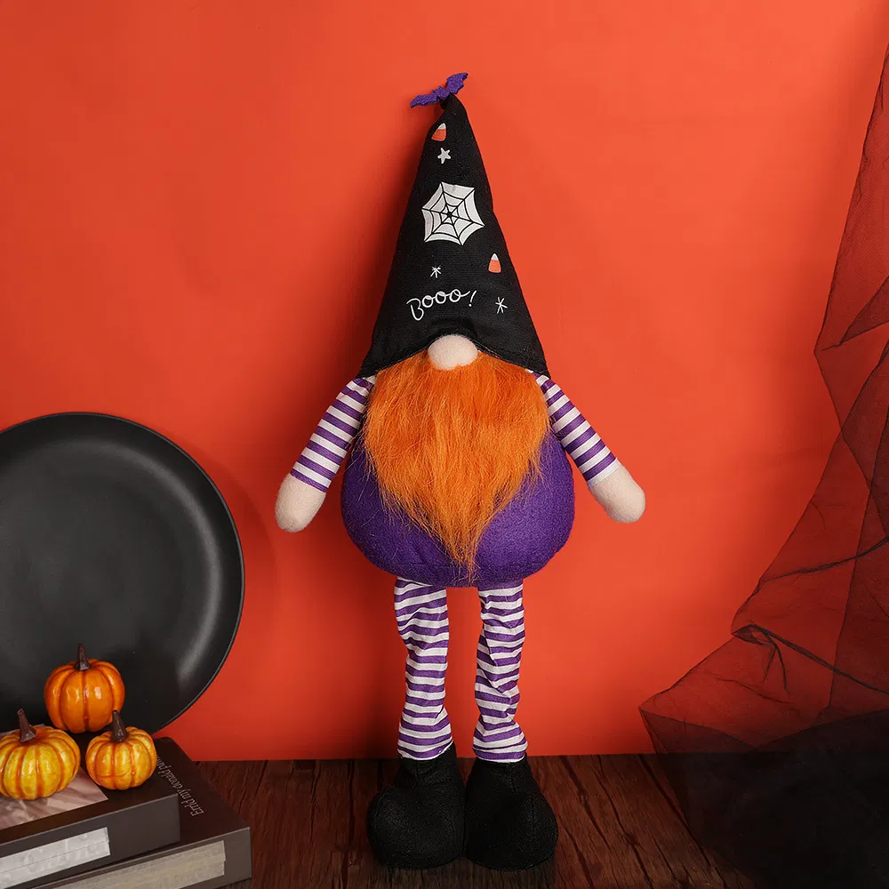 Handcrafted Plush Gnome Decor Stretchable Halloween Party Display Props Seasonal Shelf Accents