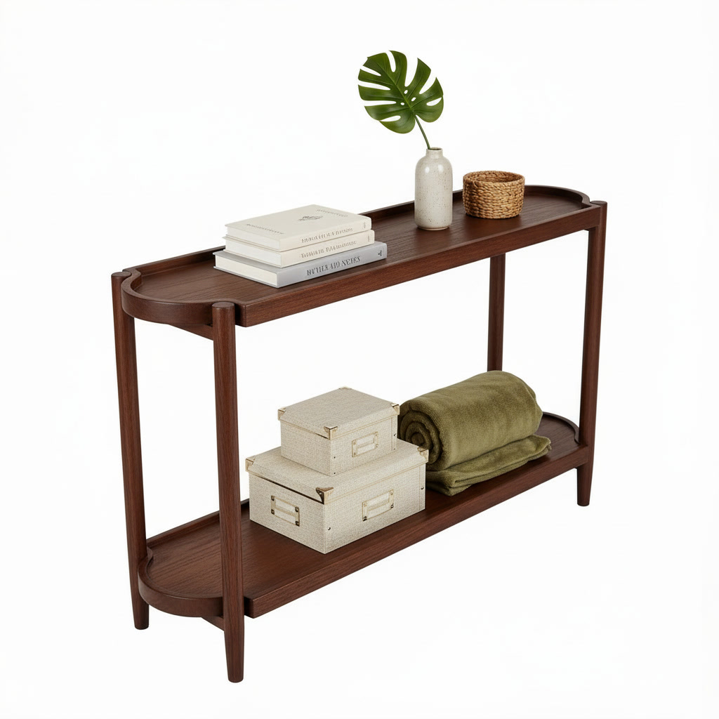 Modern Solid Birch Wood Handmade Console Table 2 Tier Entryway Hallway Furniture Narrow Sofa Table Hotel Living Room Display