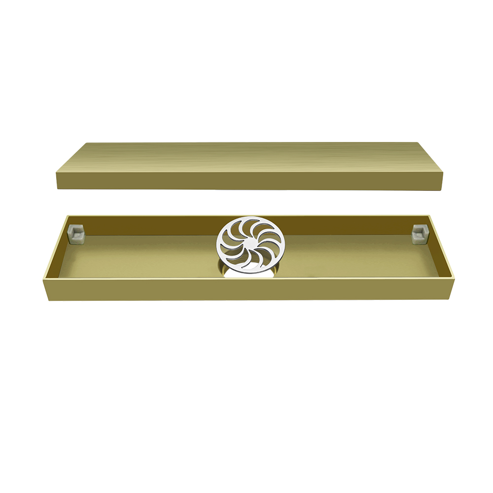 Brushed Gold Linear Bathroom Floor Drain 304 Stainless Steel Long Linear Shower Bathroom Floor Drain