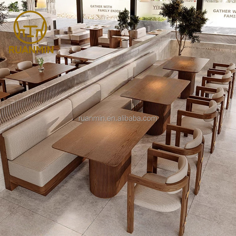 High-end Wooden Restaurant Furniture Set Restaurant Hotel &amp;cafe Commercial Luxury Durable White Suit One-stop Design Furniture