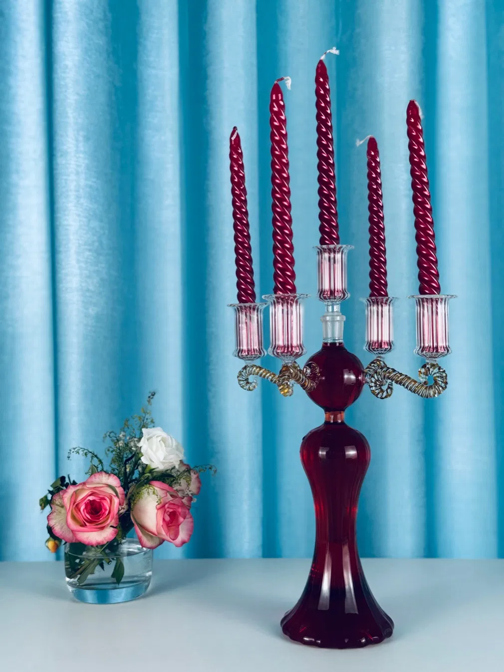 Newauto Handmade Glass Candle Holder for Elegant Home Decor