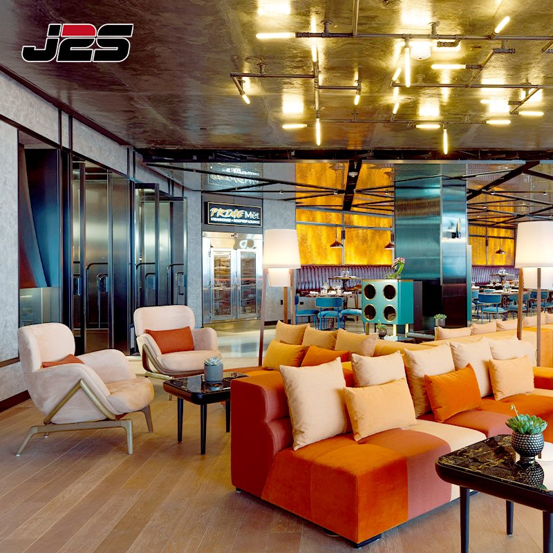 Luxury Commercial Restaurant Furniture Modular Velvet Sofa Upholstered Accent Chair Black Marble Table Rooftop Lounge