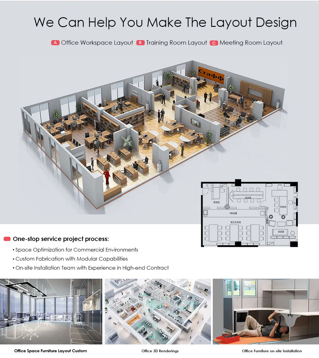 Interior Design Wooden Workstation Furniture Computer Table Office Desk Office Furniture