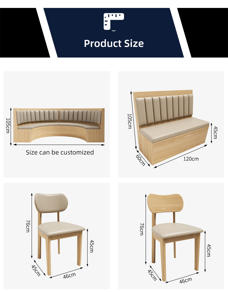 Modern Hotel Cafe Pizzeria Restaurant Dining Table Dining Chair Sofa Card Seat Set