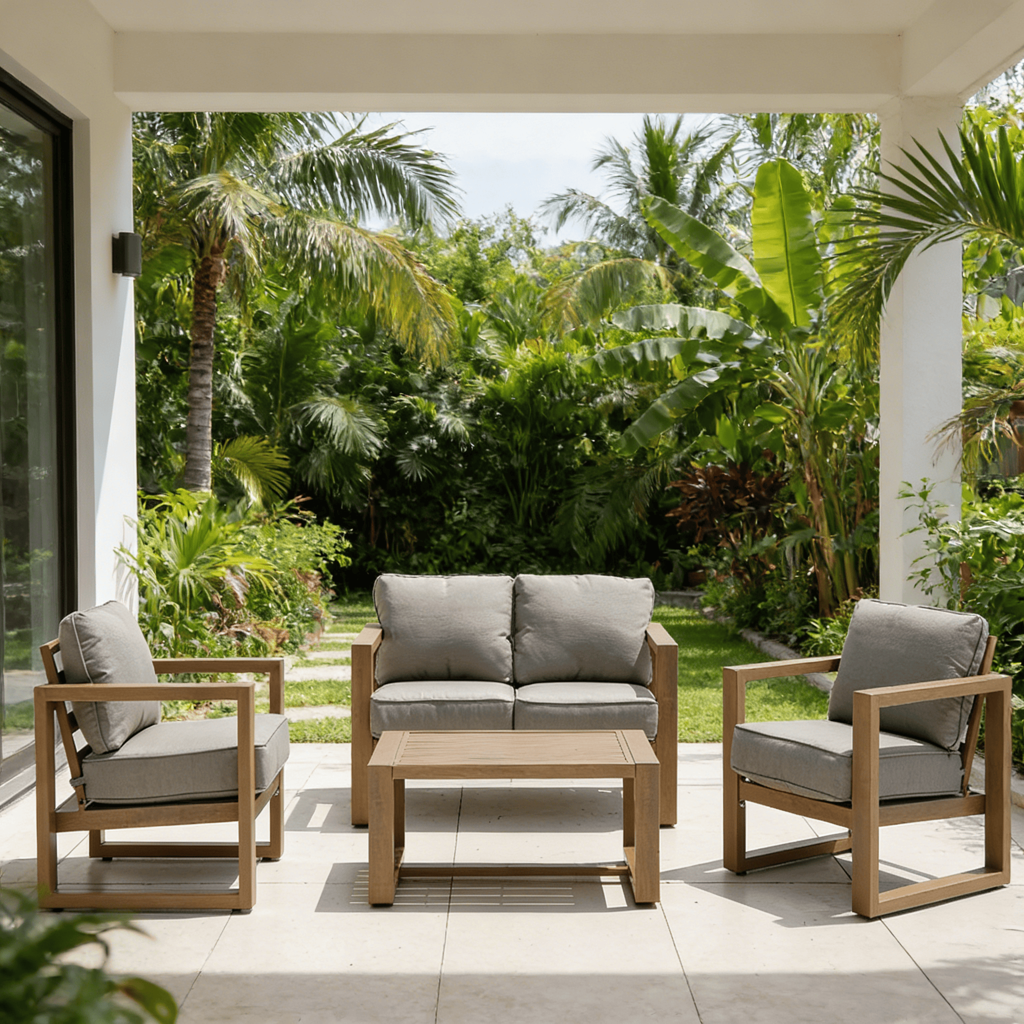 Modern Iron Garden Sofa Set Outdoor Furniture Durable Eco-Friendly Patio Dining Table and Chair