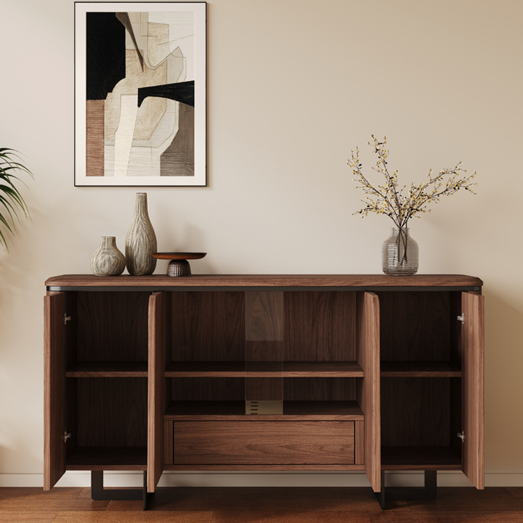 Modern Italian Style Solid Wood Sideboard Cabinet Light Luxury Vintage Storage Home Furniture Villa Entryway Hallway Shoe Rack