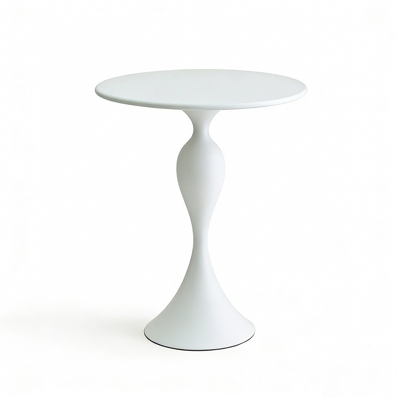 White Modern Side Table Minimalist Pedestal Accent Table Round End Table for Living Room Bedroom Home Decor