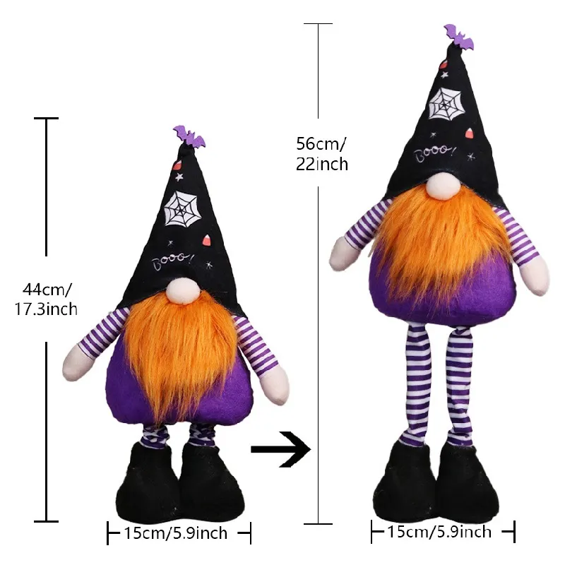 Handcrafted Plush Gnome Decor Stretchable Halloween Party Display Props Seasonal Shelf Accents