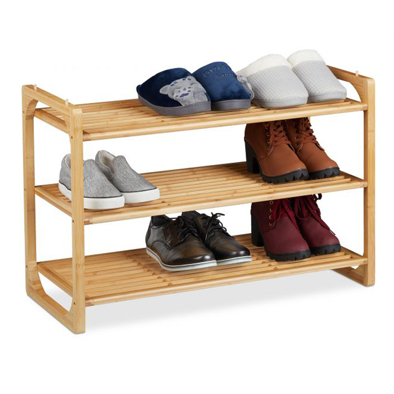 Bamboo Home Furniture 2-Tier Entryway Bench with Shoe Storage Soft Cushion & Convertible Design for Living Room Bedroom Hallway