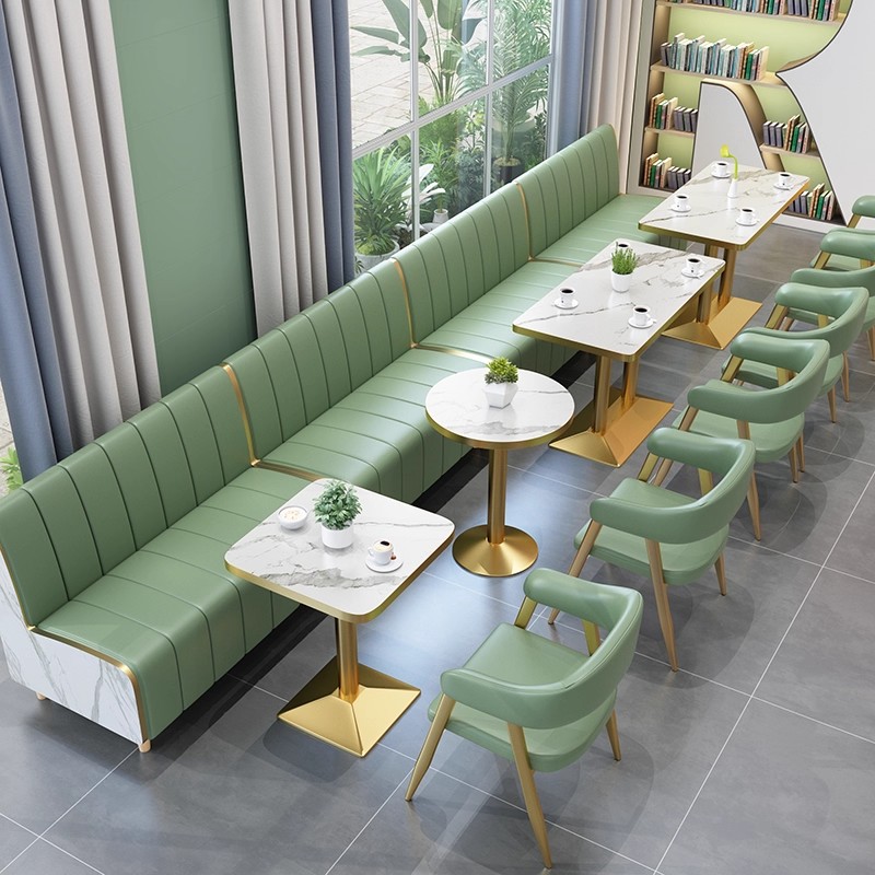 Custom Pizza Bakery Coffee Tea Shop Commercial Hospitality Fast Food Furniture Table and Chair Set Booth Sofa for Restaurants