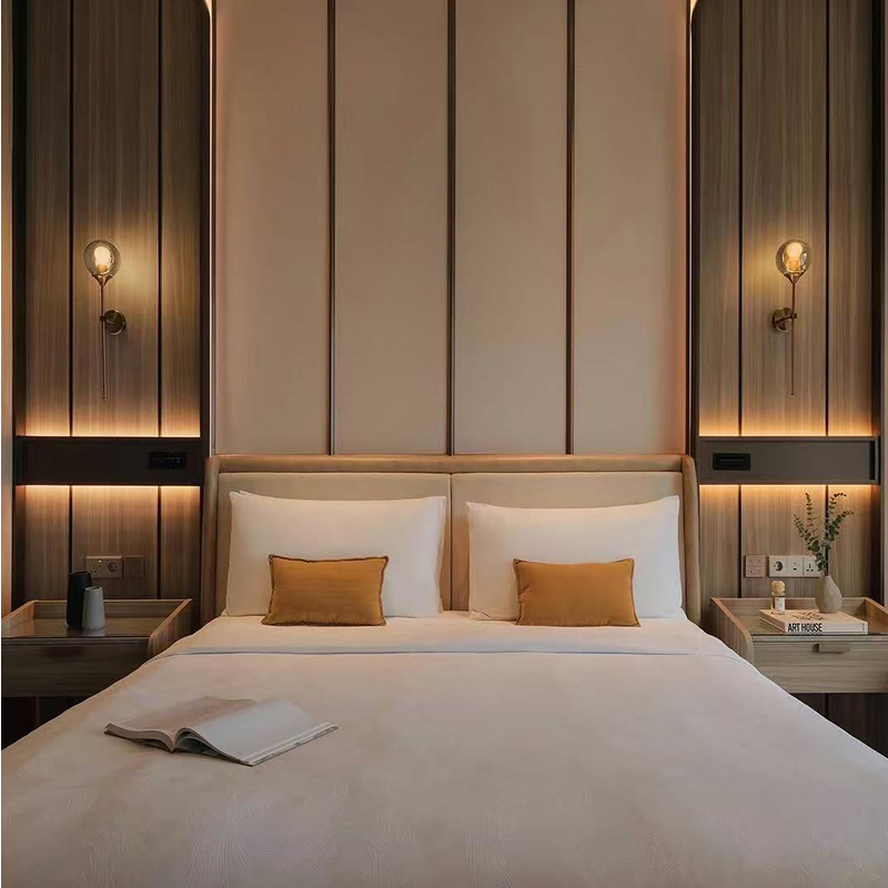 JIUFANG Modern Eco-Friendly Durable Solid Wood Panel Commercial Hotel Bedroom Furniture Customized Hotel Sets 5-Year Warranty