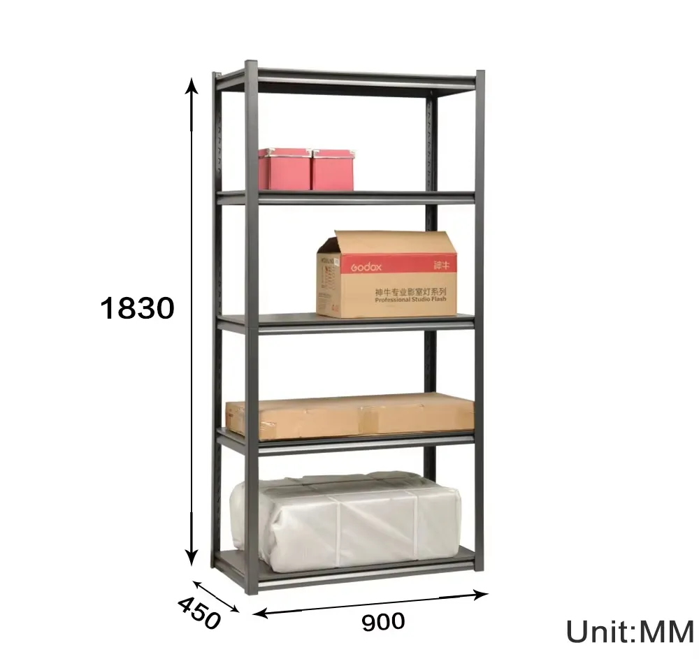 Sleek Black Adjustable 5-Tier Storage Rack for Home Organization