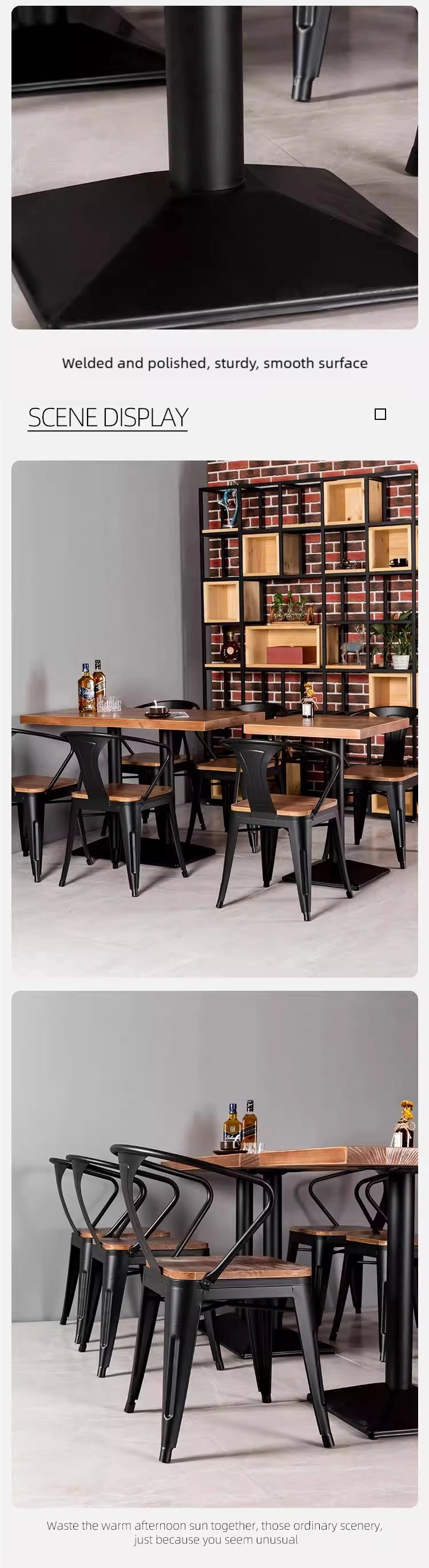 Retro Industrial Style Design Metal Frame bar Dining Table Dining Chairs Rectangular Wooden bar Restaurant Dining Table