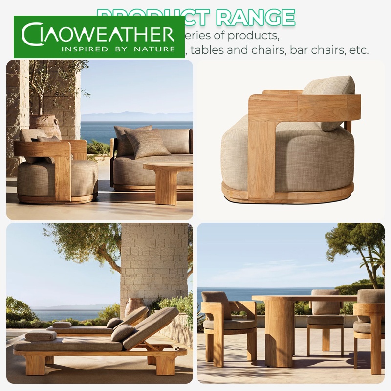 Luxury Villa Outdoor Sofa Set Modern Hotel Teak Outdoor Sofas Patio Outdoor Furniture Set Garden Sofa Resort Outdoor Furniture