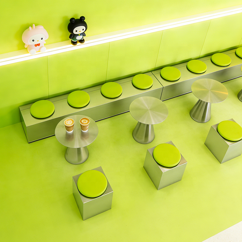 Modern Minimalist-style Coffee Shop Coffee Tables and Stools, Custom Stainless Steel Commercial Furniture