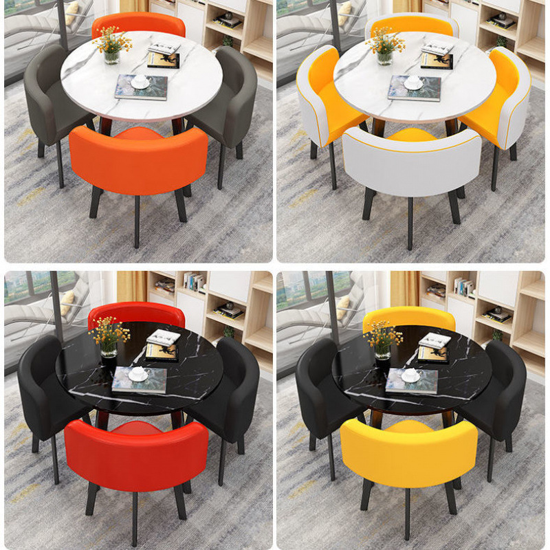 Modern 4-Seater Dining Table and Chair Set Economical Wooden Design for Cafe Shop or Living Room Space Saving