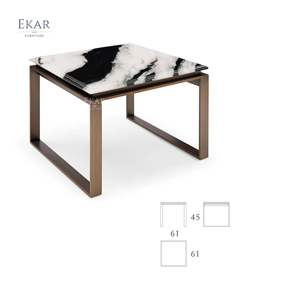 Elegant Panda White Marble Corner Table - Luxury Home Decor Accent