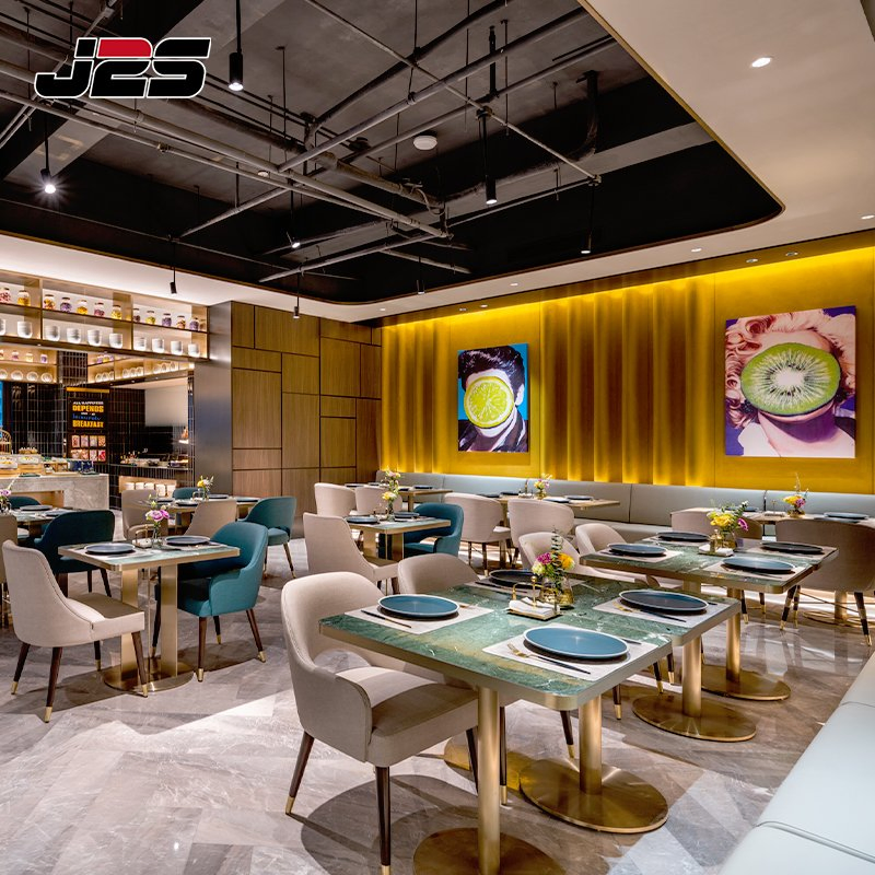 Bespoke Commercial Restaurant Furniture VIP Lounge Setup Curved Leather Booth Seating Round Marble Tables Accent Chairs