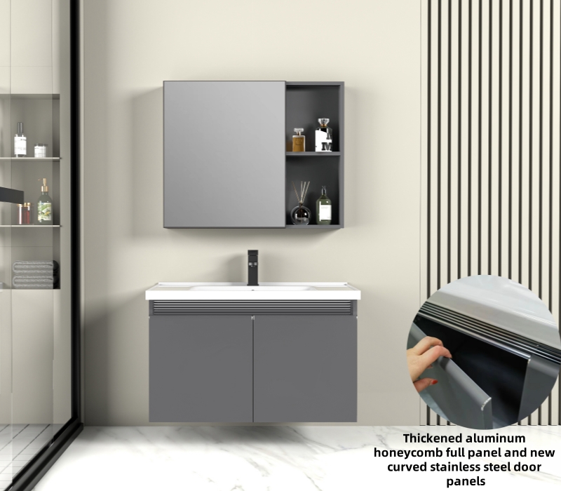 European Style Simple Aluminum Lavabo Cabinet Wall Mounted Storage Cabinets Bathroom Vanity with Waterproof Mirror Cabinet