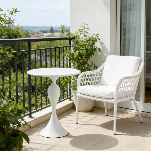 White Modern Side Table Minimalist Pedestal Accent Table Round End Table for Living Room Bedroom Home Decor