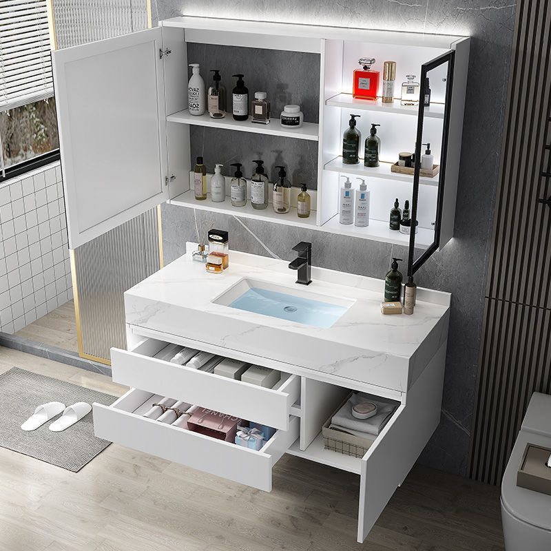 Home Apartment Hotel Luxury Design Ceramic Vanity Basin Modern Vanity Set Bathroom and Kitchen Furniture with LED Smart Mirror