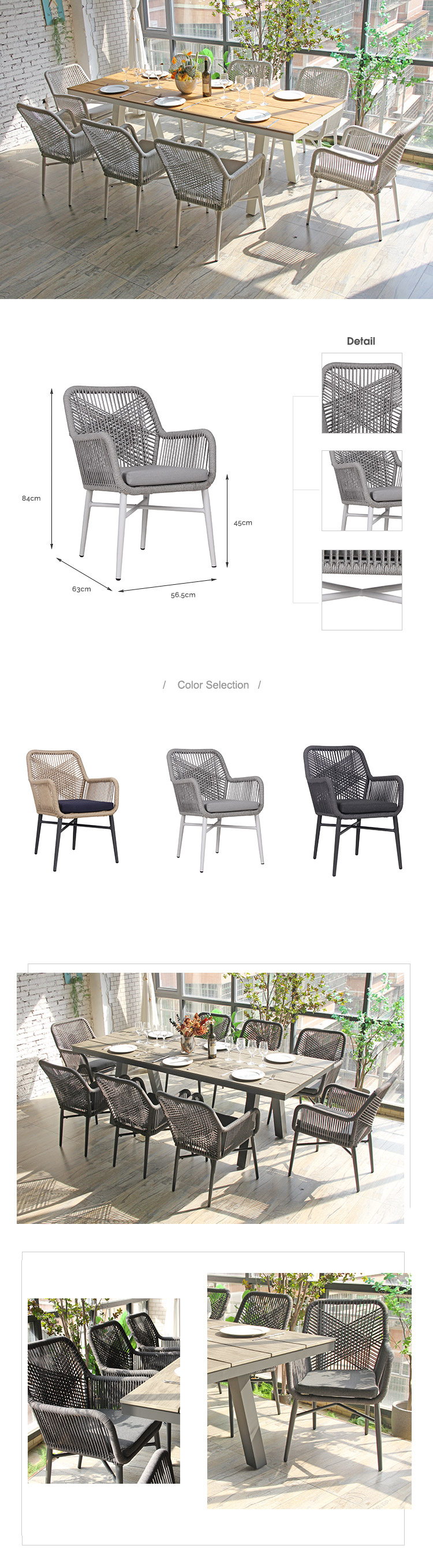 Outdoor Furniture Contemporary Garden Outdoor Furniture Set Hand Weave Alum Dining Set Dining Chairs