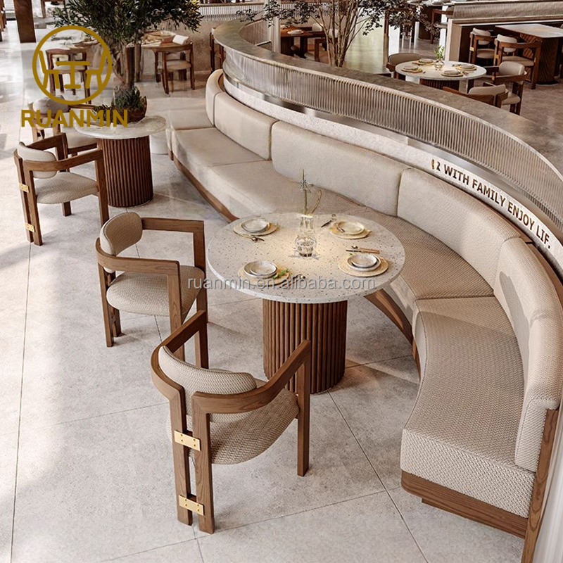 High-end Wooden Restaurant Furniture Set Restaurant Hotel &amp;cafe Commercial Luxury Durable White Suit One-stop Design Furniture