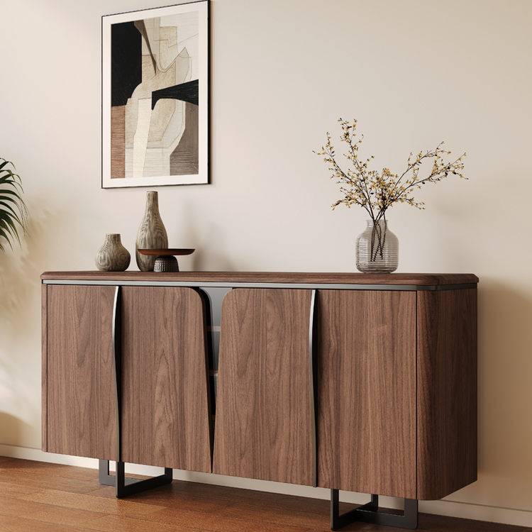 Modern Italian Style Solid Wood Sideboard Cabinet Light Luxury Vintage Storage Home Furniture Villa Entryway Hallway Shoe Rack
