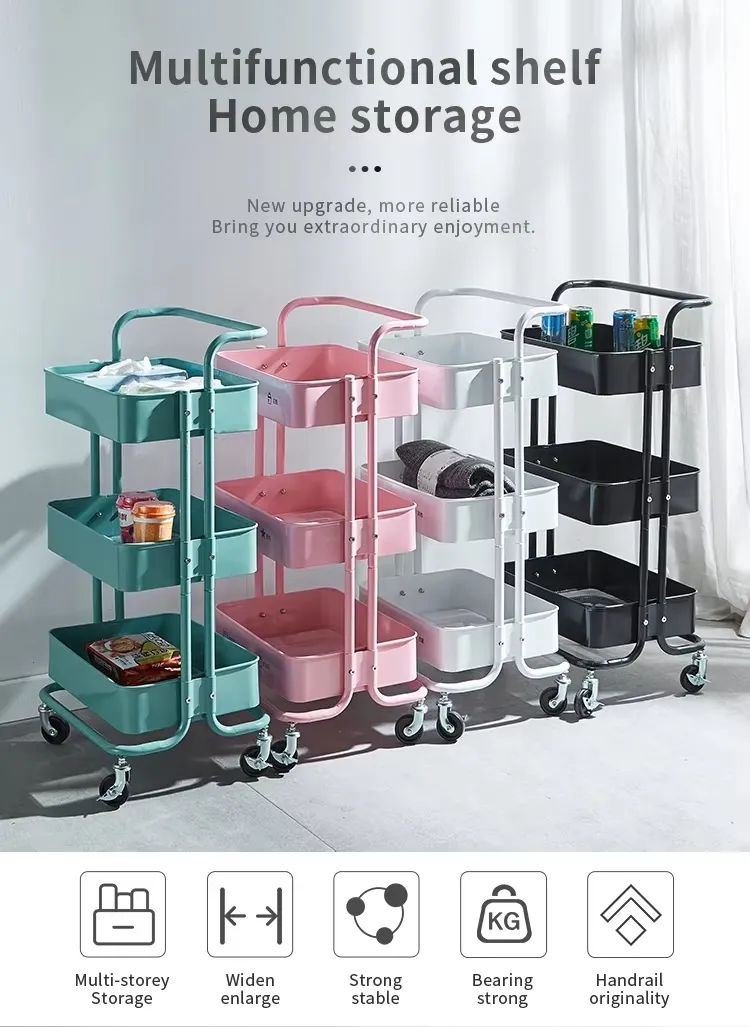 Stylish 3-Tier Rolling Storage Cart for Kitchen Organization Solutions