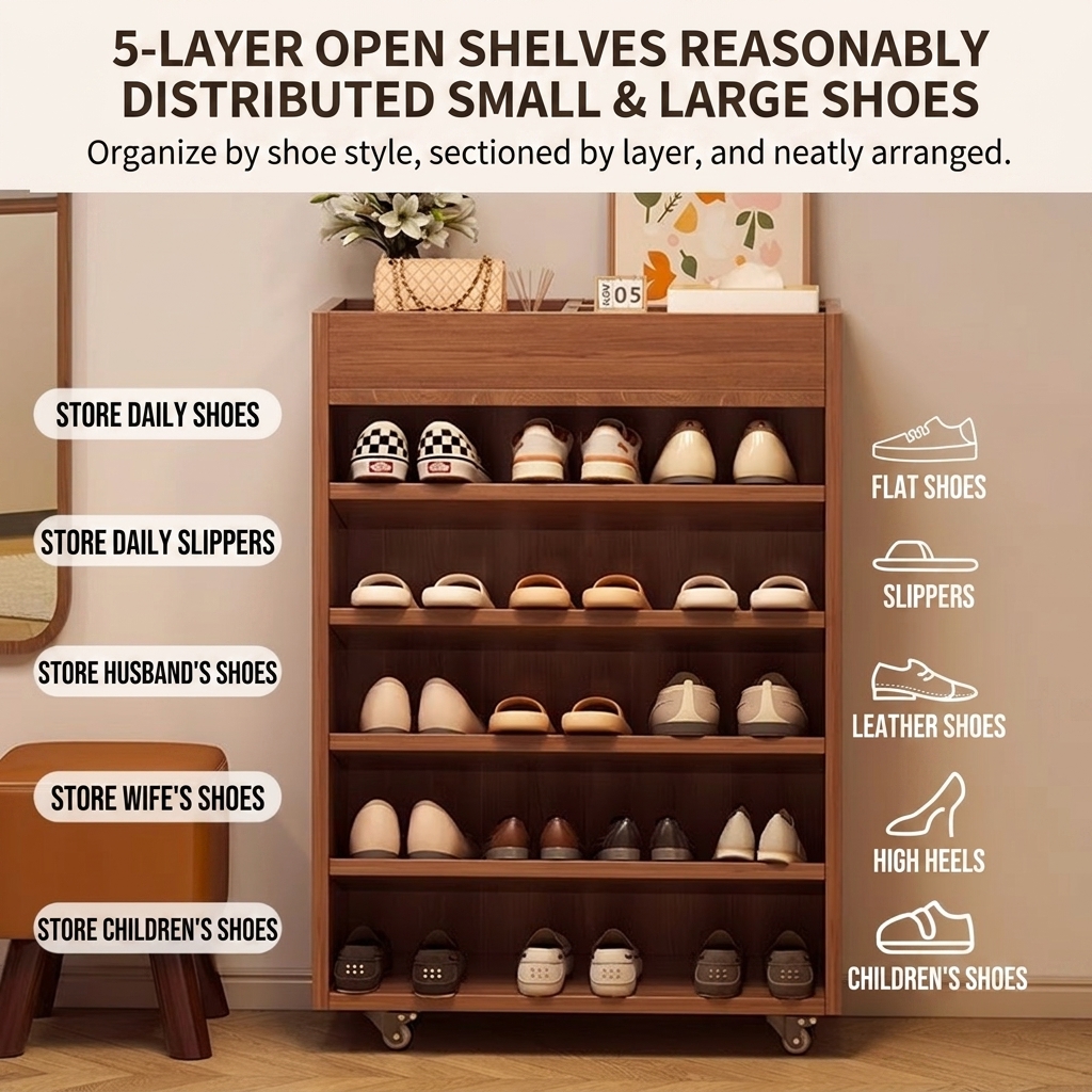 Customized White Modern Shoe Cabinet Multi-Tier Wooden Organizer Easy Assembly Open Shelves for Living Room Spacious Hallway