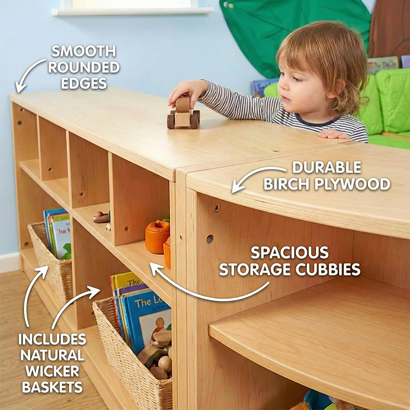 Montessori Toddler Childcare Center Equipment With Cabinet Storage Wooden Nursery Preschool Daycare Kindergarten Furniture Set