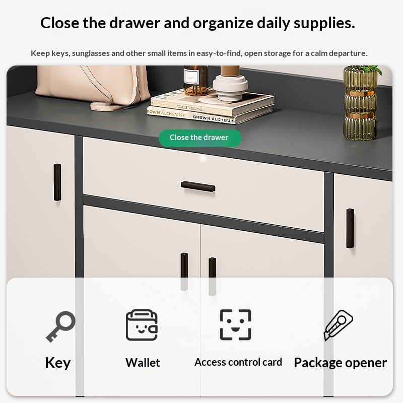 Modern and Simple Wooden Shoe Cabinet for Home Entrance Economical Storage Shoe Rack Integrated with Hallway and Entryway