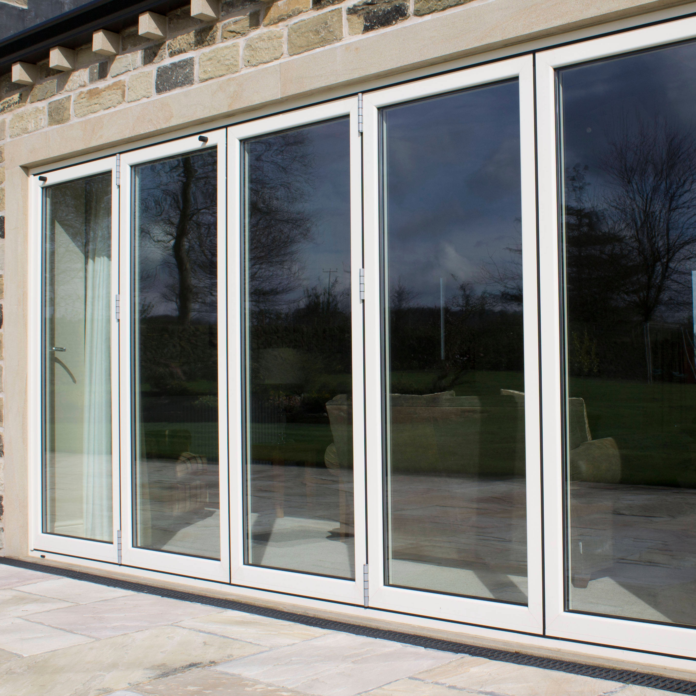 High Performance Thermal Break Aluminum Bifold Doors | Slim Frame Soundproof Folding Entry/Mall Luxury Villa Patio Door | Double