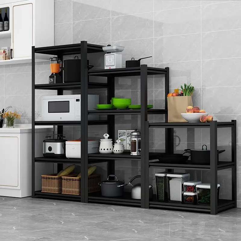 Sleek Black Adjustable 5-Tier Storage Rack for Home Organization